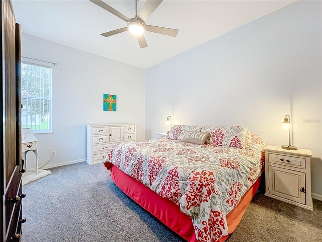 bedroom with carpet flooring and ceiling fan