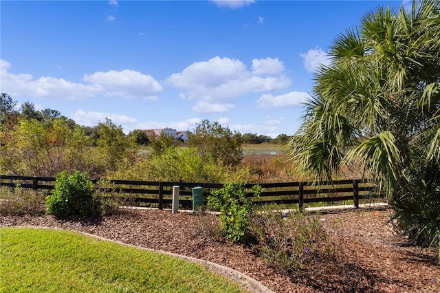 view of yard with a water view