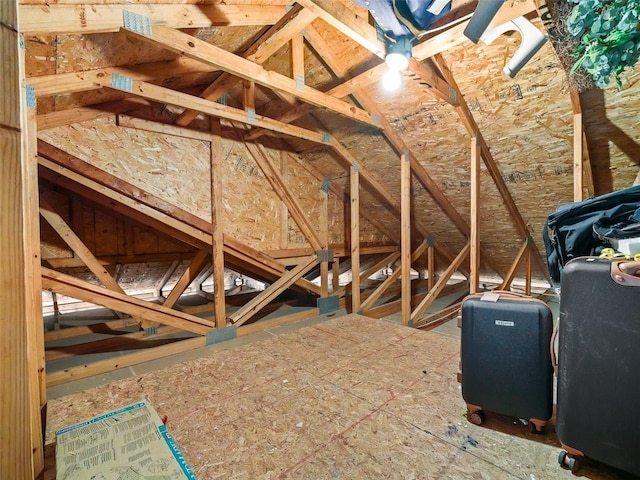 view of unfinished attic