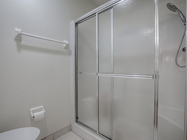 bathroom featuring toilet and walk in shower