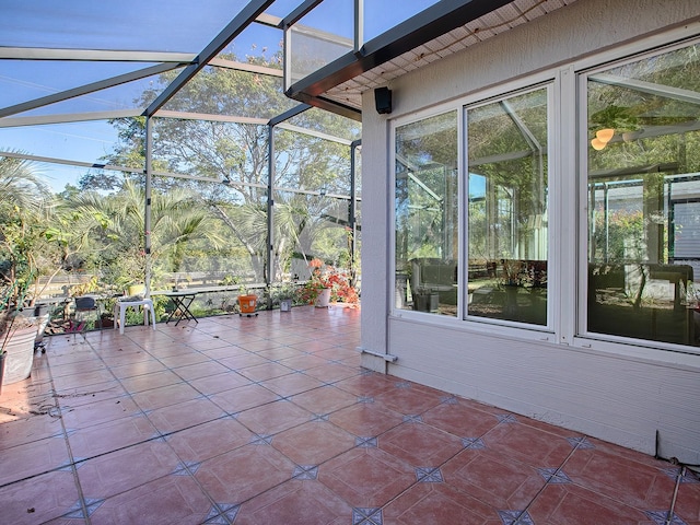 view of patio / terrace with glass enclosure