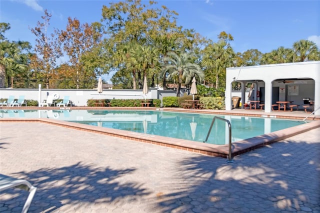 view of pool featuring a patio area