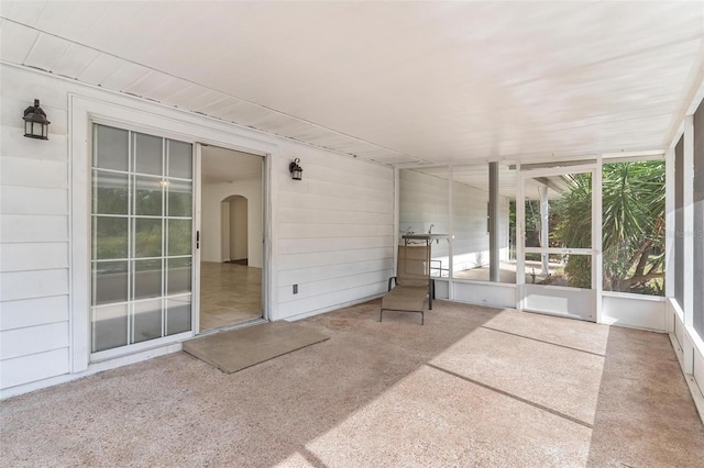 view of unfurnished sunroom