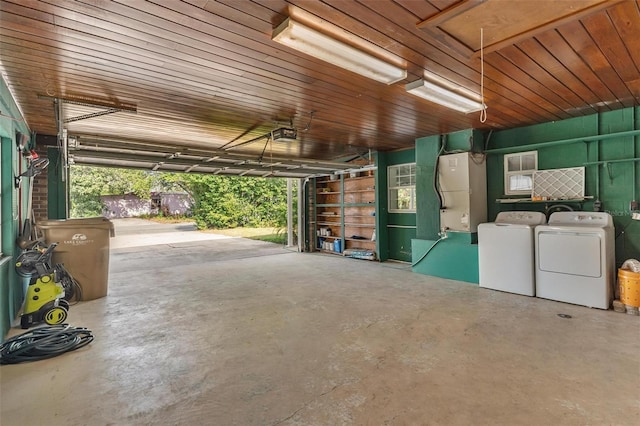 garage featuring washer and dryer