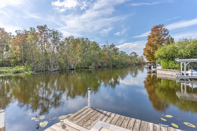 view of dock featuring a water view