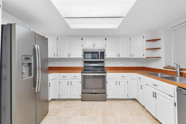 kitchen with sink, white cabinetry, and stainless steel appliances