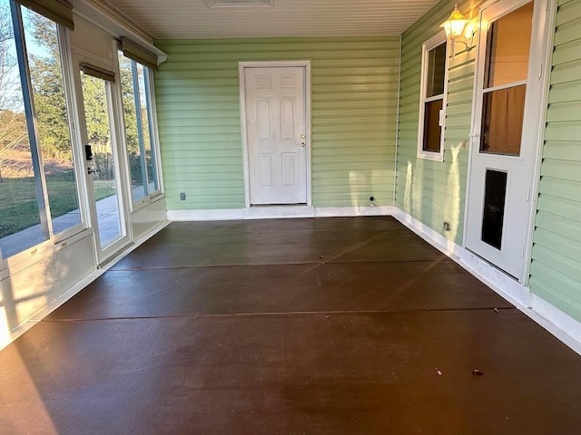 view of unfurnished sunroom