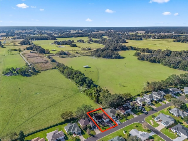 bird's eye view featuring a rural view