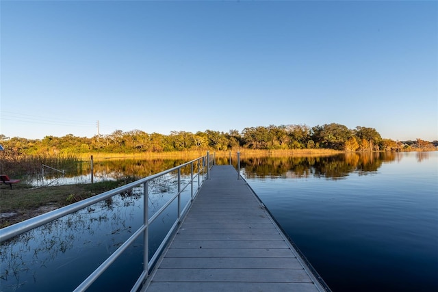 view of dock featuring a water view