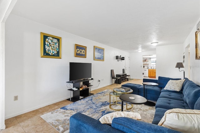 view of tiled living room