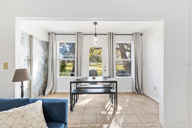 tiled dining room with plenty of natural light