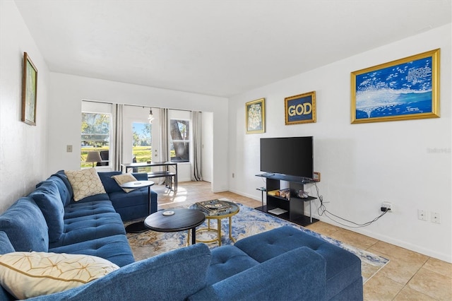 view of tiled living room