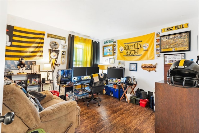 home office featuring wood-type flooring