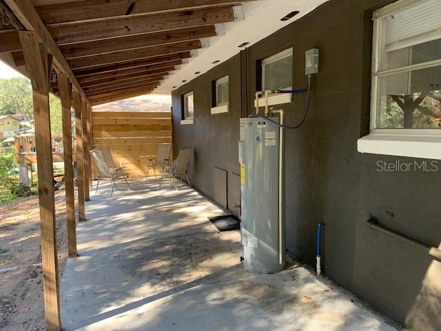 exterior space featuring water heater