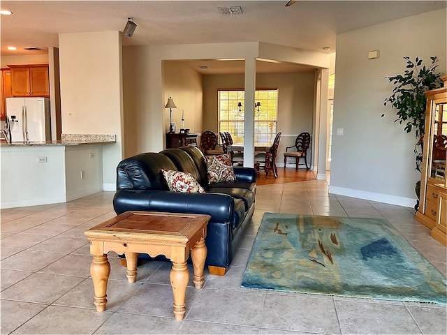 view of tiled living room