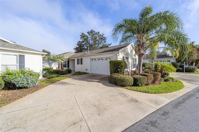 single story home with a garage