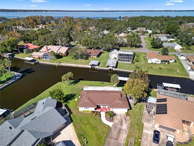 bird's eye view featuring a water view