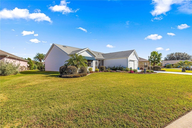 ranch-style house with a front lawn