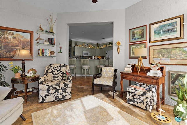 sitting room with light wood-type flooring