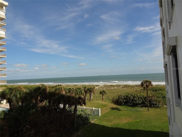 property view of water featuring a view of the beach