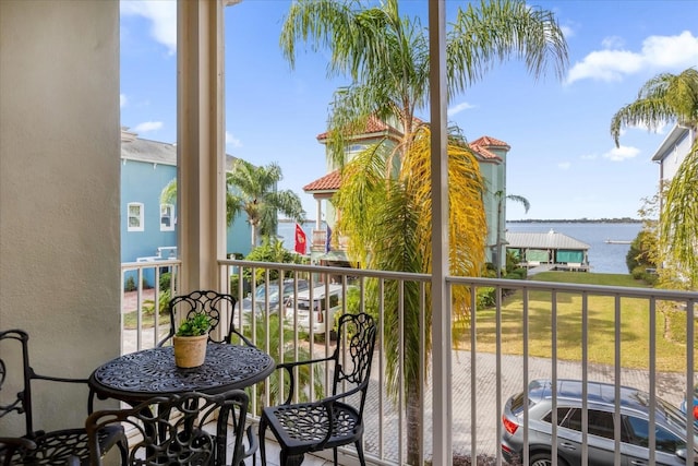 balcony with a water view