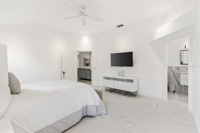 bedroom featuring ceiling fan