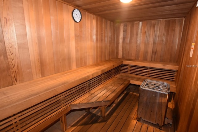 view of sauna / steam room with wood-type flooring