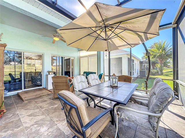 view of patio / terrace featuring ceiling fan