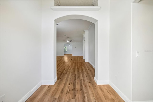 hallway with hardwood / wood-style floors