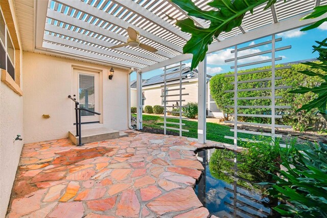 view of patio featuring a pergola