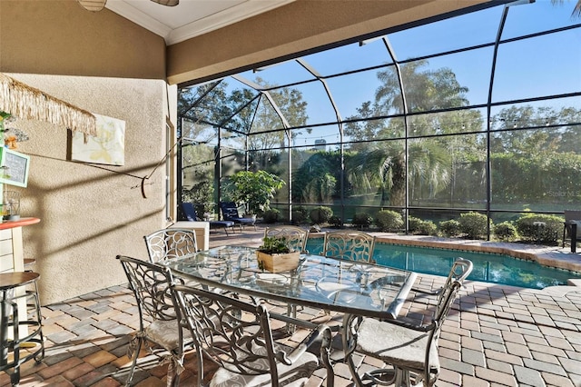 view of patio / terrace with glass enclosure