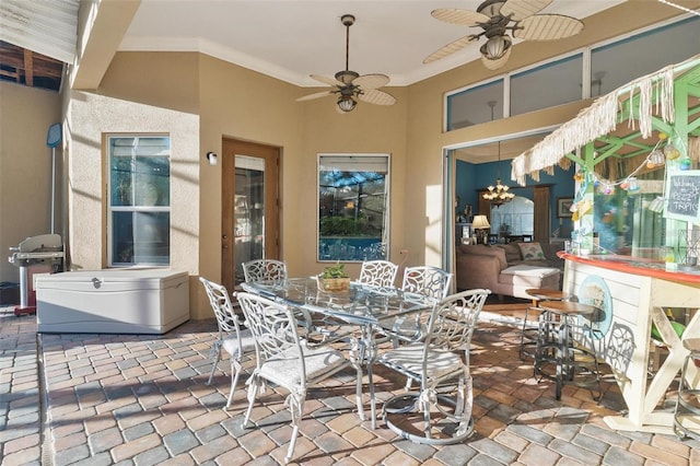 view of patio featuring grilling area and ceiling fan