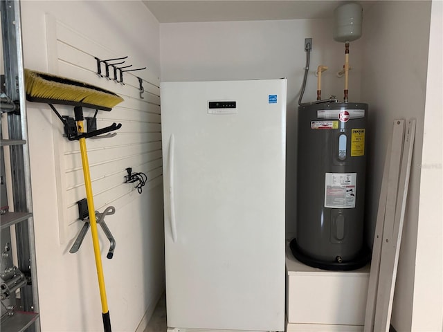 utility room featuring electric water heater