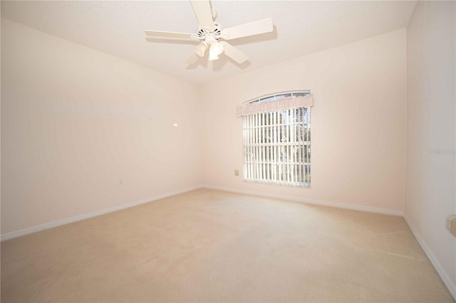 spare room with ceiling fan and carpet floors