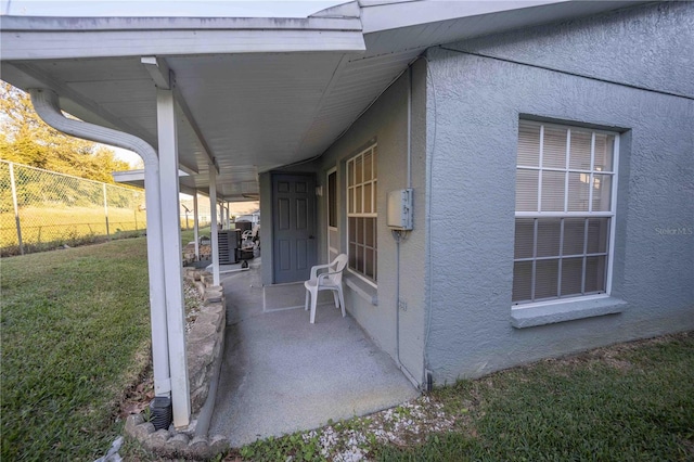 view of patio featuring central AC