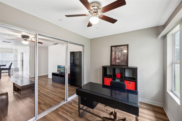 office featuring hardwood / wood-style floors