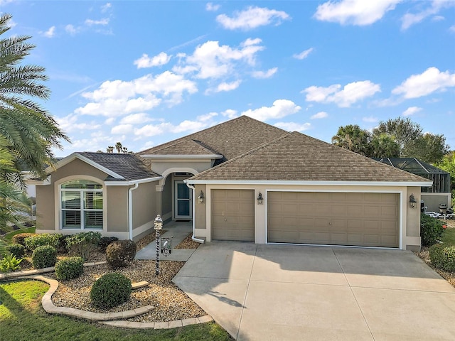 single story home with a garage