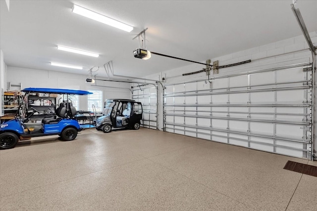 garage with a garage door opener