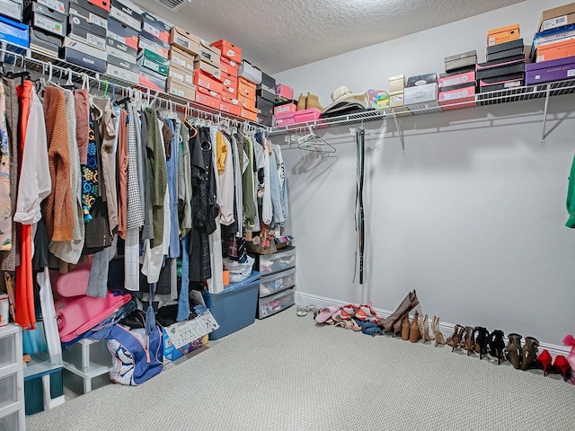 spacious closet with carpet floors