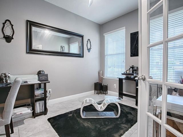 office featuring light tile patterned flooring