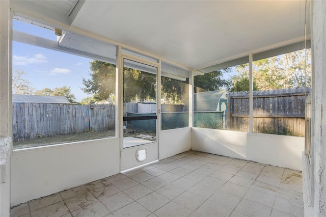 view of unfurnished sunroom