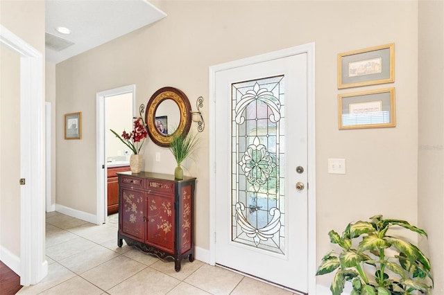 view of tiled foyer