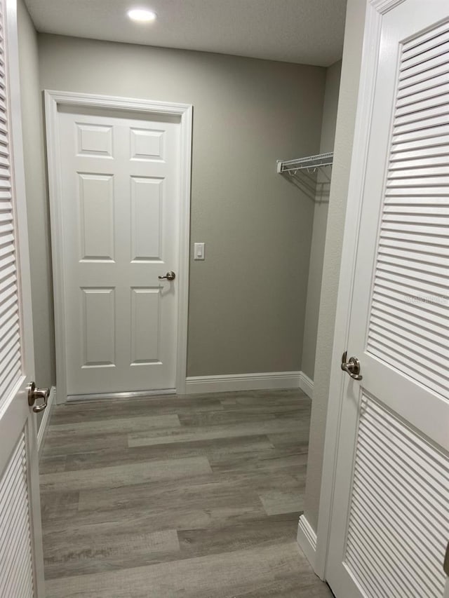 walk in closet featuring wood-type flooring