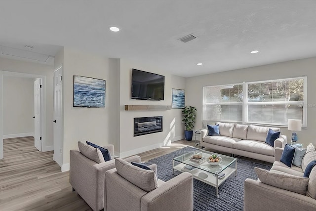 living room featuring light hardwood / wood-style floors