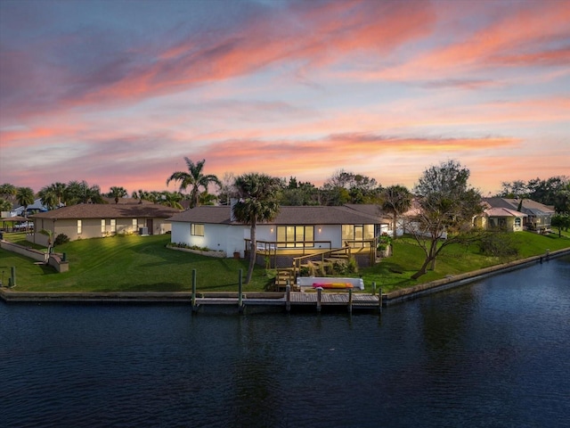 property view of water featuring a boat dock