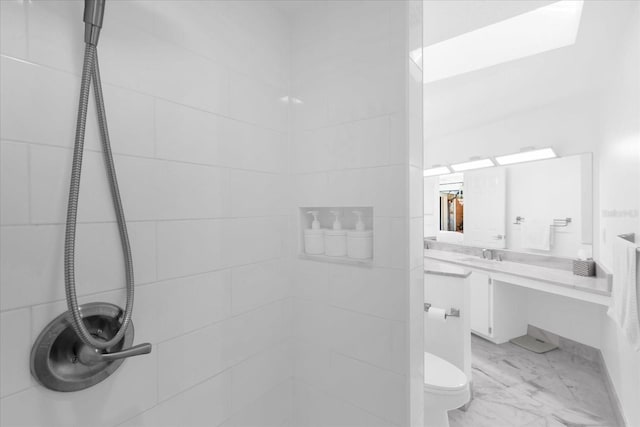 9 Crow Ct, Palm Coast, FL 32137 - full bathroom featuring marble finish flooring, tiled shower, and vanity