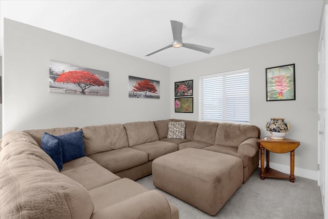 9 Crow Ct, Palm Coast, FL 32137 - living room with ceiling fan and light colored carpet
