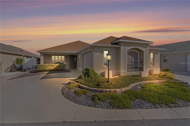 prairie-style home with a garage