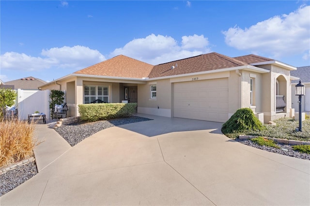 view of front of property with a garage