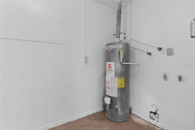 utility room with water heater